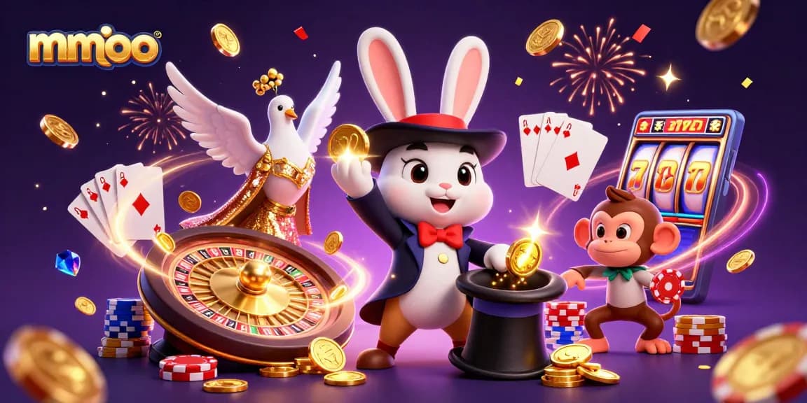 Experience thrilling gaming action with mmoo's enchanting rabbit magician and dynamic casino elements.