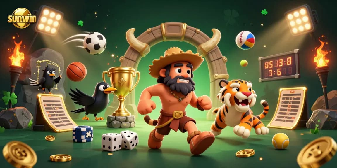 Experience sunwin's dynamic gambling scene with prehistoric characters and vibrant sports action.