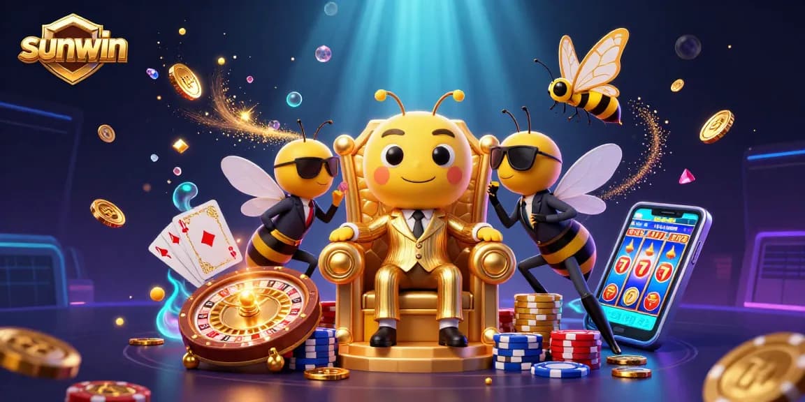 Experience sunwin's vibrant casino scene with a bumblebee mob boss and dazzling casino elements.