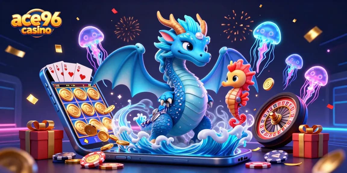 Experience the thrill of ace96 casino with a vibrant 3D illustration of unique characters surrounded by engaging gaming elements.