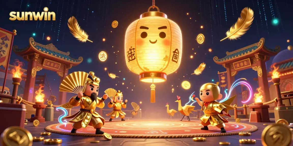 Play thrilling games at sunwin with dazzling golden lanterns and vibrant casino elements.