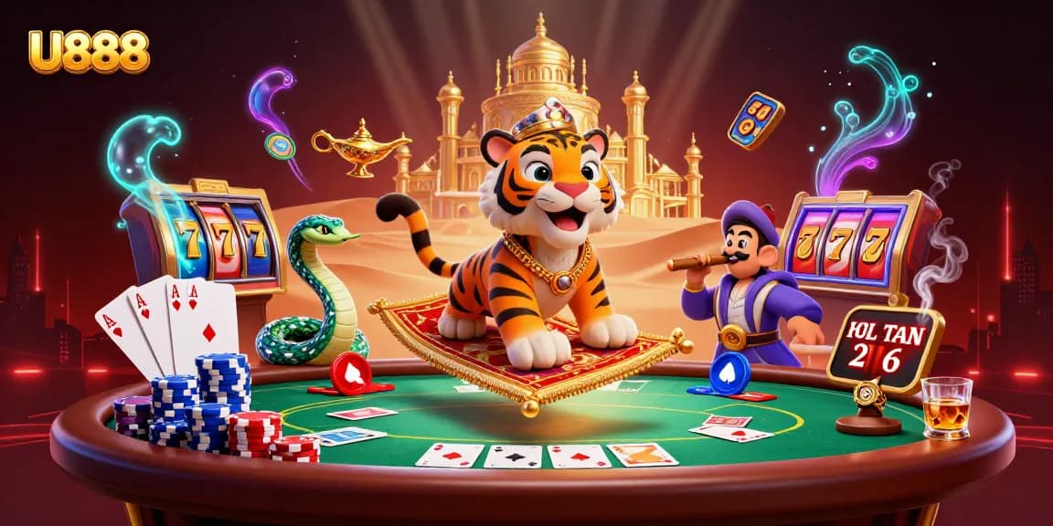 Win big with U888's vibrant casino adventure featuring a captivating sultan and dynamic gaming elements.