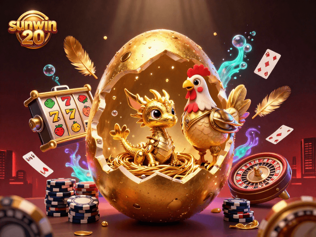 Experience exciting gameplay with sunwin 20 showcasing a golden dragon and poker chips.