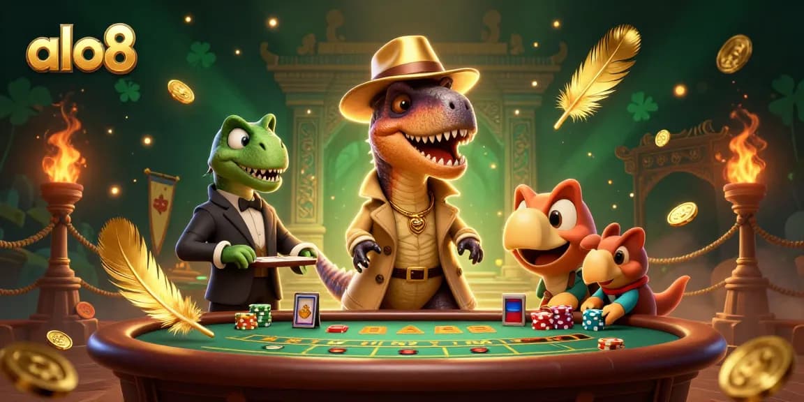 Engaging a thrilling blackjack game with alo8, a velociraptor card counter, and amusing dynamics of gambling.