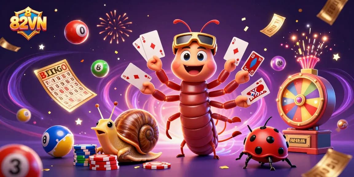 Experience thrilling gameplay with 82VN's vibrant digital casino environment and interactive characters.