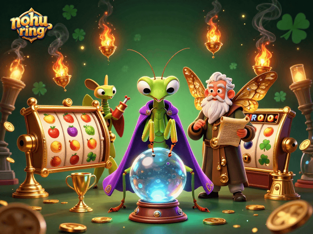 Experience the thrill of nohu-ring with a mystical fortune teller and flashy slot elements.