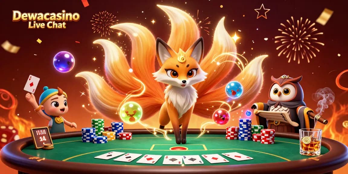 Engage with Dewacasino Live Chat to enhance your live casino experience amidst colorful characters and exciting wins.