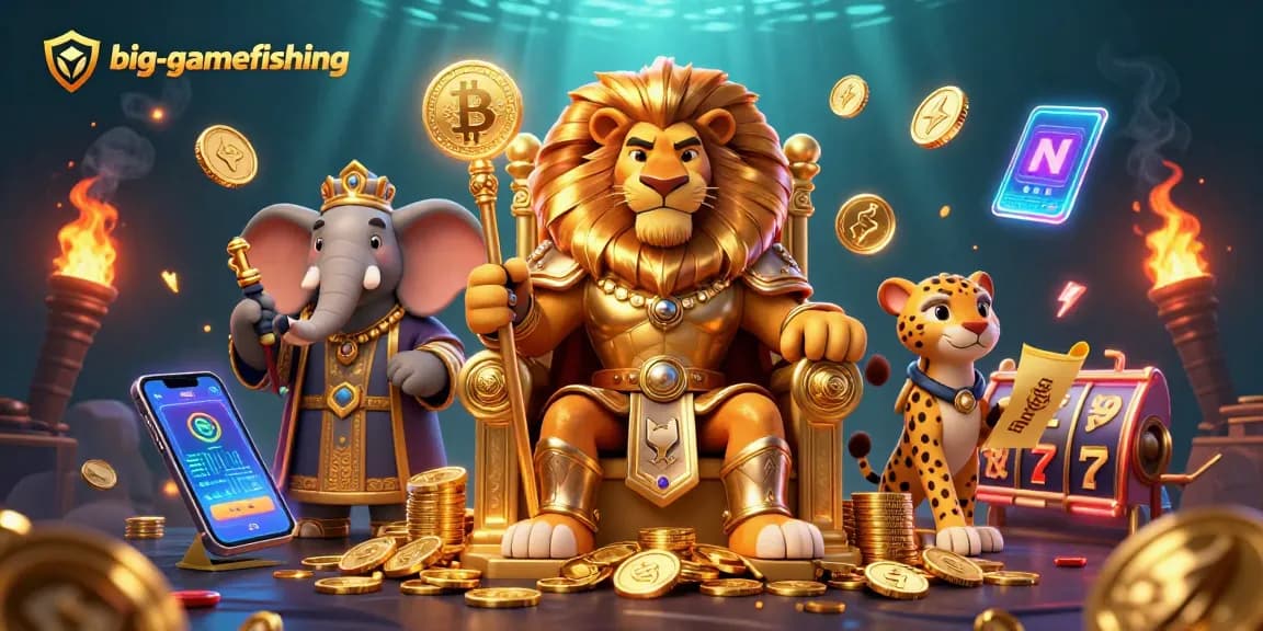 Experience thrilling big-gamefishing action with lively characters and vibrant casino elements.