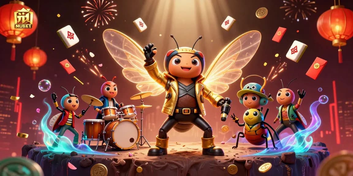 MUBET brings vibrant casino energy to life with a 3D animated rock star scene packed with exciting gambling elements.
