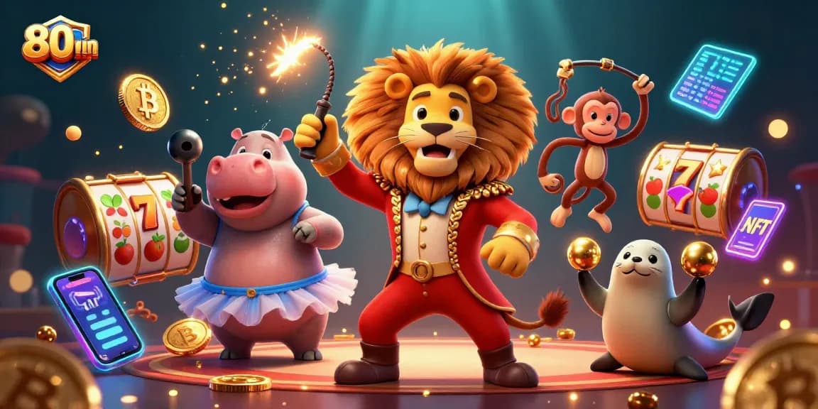 Experience thrilling gameplay at 80win with a vibrant casino-themed illustration showcasing lively characters and gaming elements.
