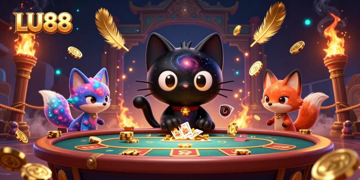 LU88 captivates players with a vibrant cosmic casino scene filled with dynamic game elements.