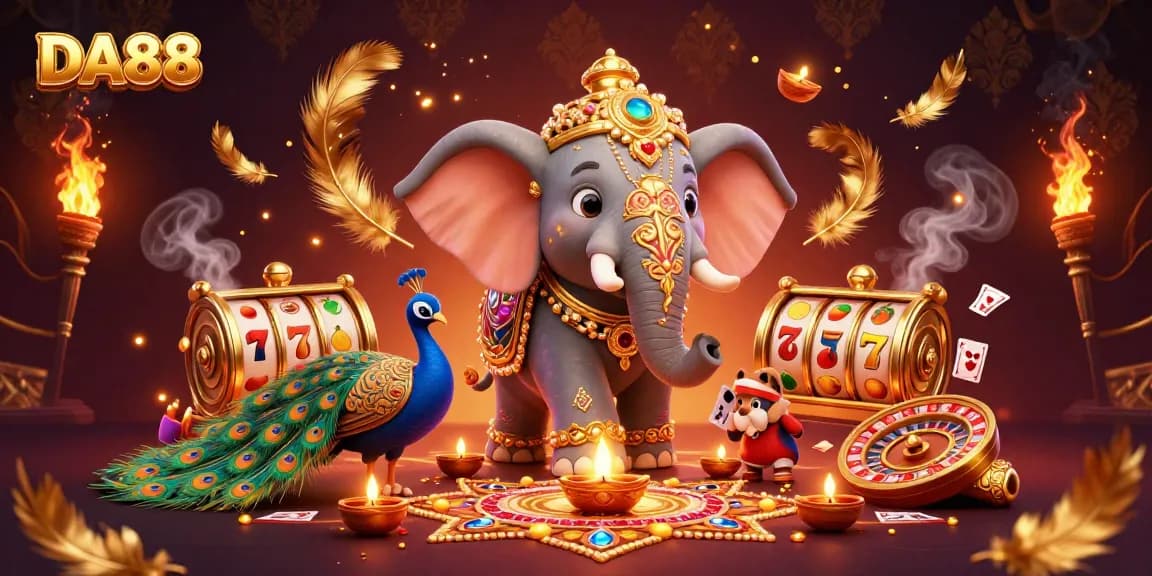 Boost your winnings with DA88 by engaging in colorful casino-themed 3D digital artwork.