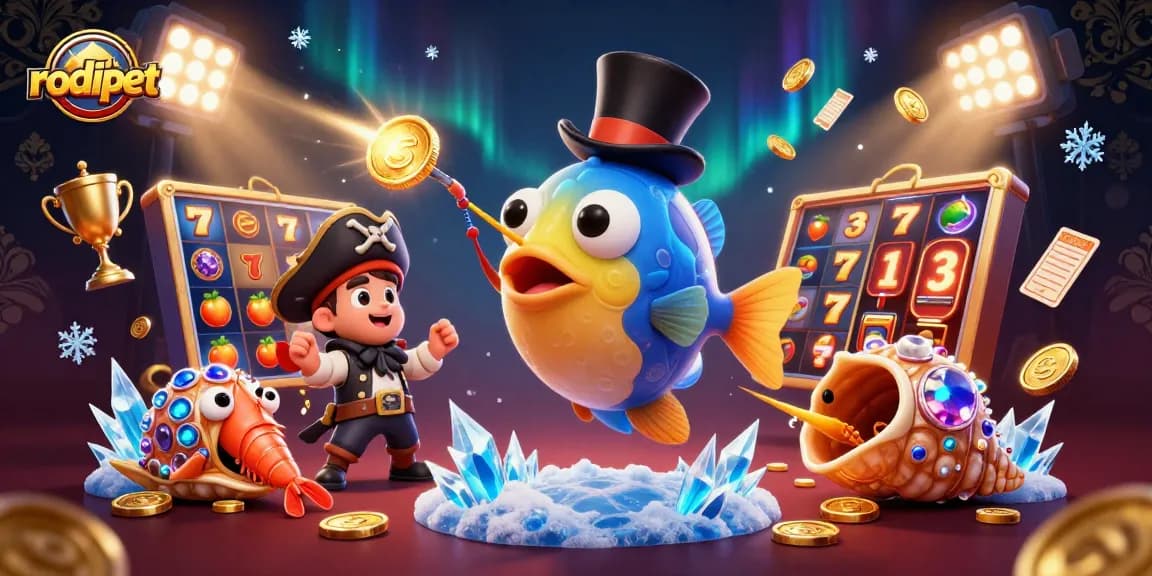 Join rodipet to uncover treasures with thrilling slots and gambling secrets in this vibrant illustration.