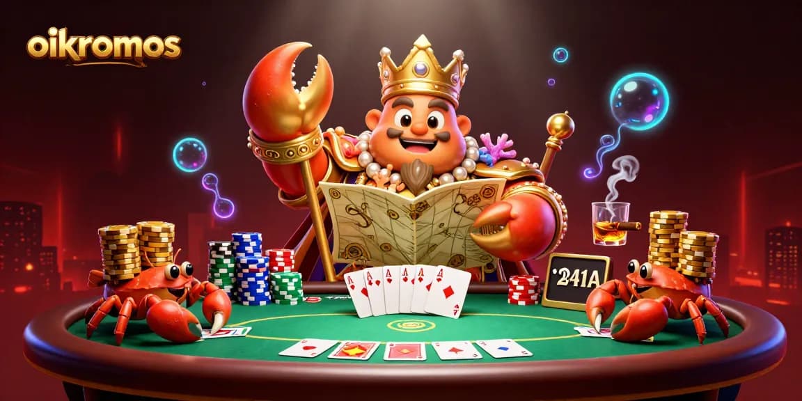 Engage in winning strategies at oikonomos with vivid poker action featuring colorful chips and dynamic characters.