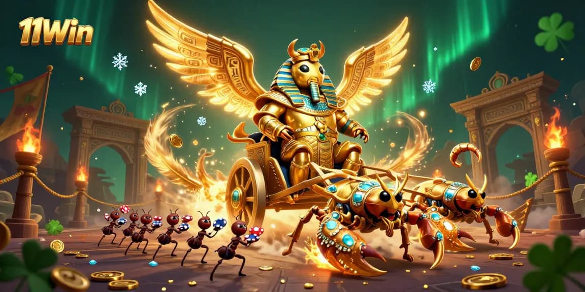 Experience thrilling gameplay with 11Win in a vibrant casino-themed digital illustration.