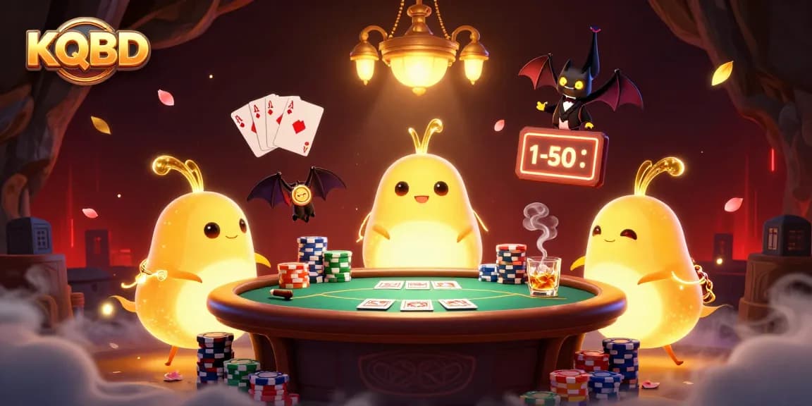 Playing exciting KQBD live poker with vibrant glowworm characters lighting up the action.