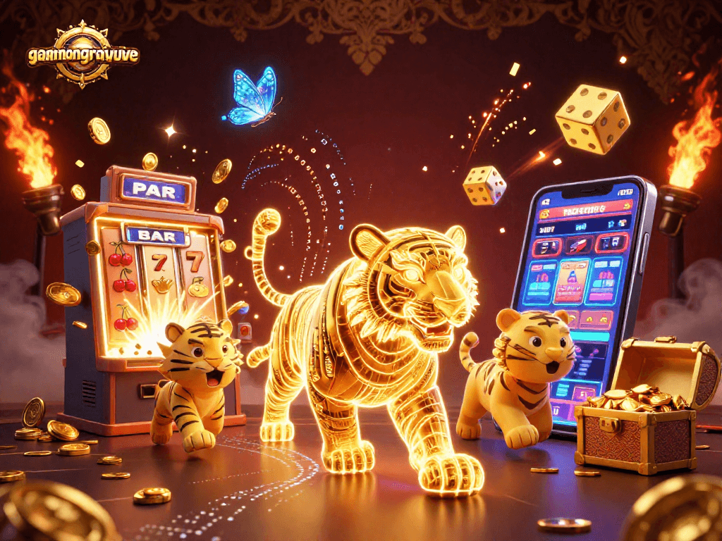 Experience the thrill of gamenongtraivuive with a vibrant 3D casino adventure illustration.