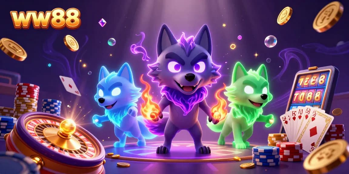 Spin the lucky reels at ww88 with glowing wolf guardians in an enchanting casino scene.