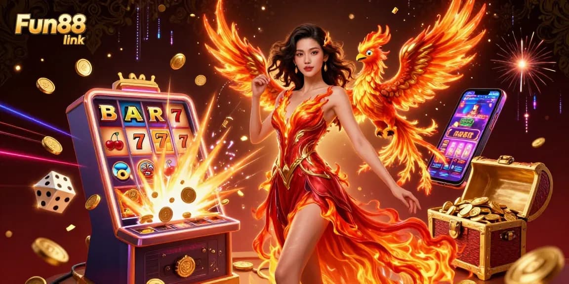 Win big with Fun88 link in an ultra-detailed 3D casino scene filled with vibrant game elements.