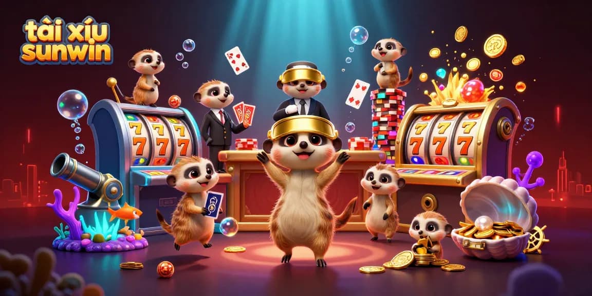 Experience the thrill at tài xỉu sunwin with meerkats running a vibrant casino.