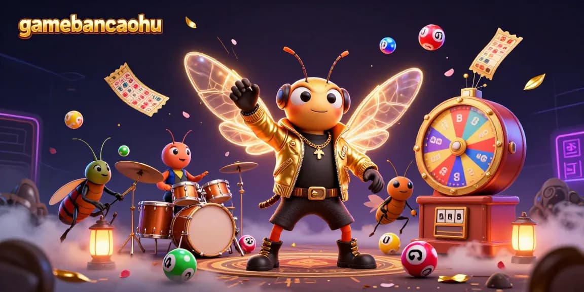 Experience lively excitement with gamebancanohu, showcasing lottery vibes in a vibrant casino scene.