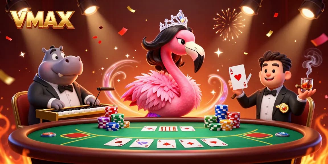Experience VMAX's vibrant online casino scene with dynamic characters and rich gaming elements.