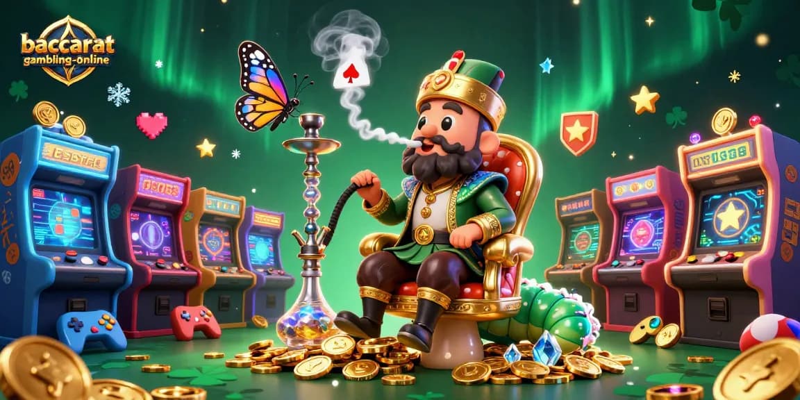 Engage in baccarat-gambling-online with vibrant 3D illustration showcasing exciting gaming elements.