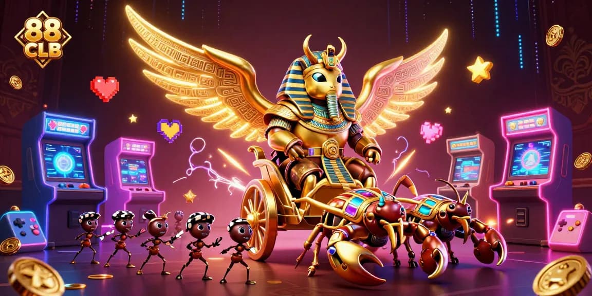 Engage with 88 CLB's vibrant casino entertainment featuring unique characters in a dynamic slot scene.