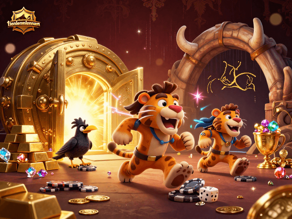 Experience the thrill of gaming at tienlenmiennam with this vibrant prehistoric casino scene.