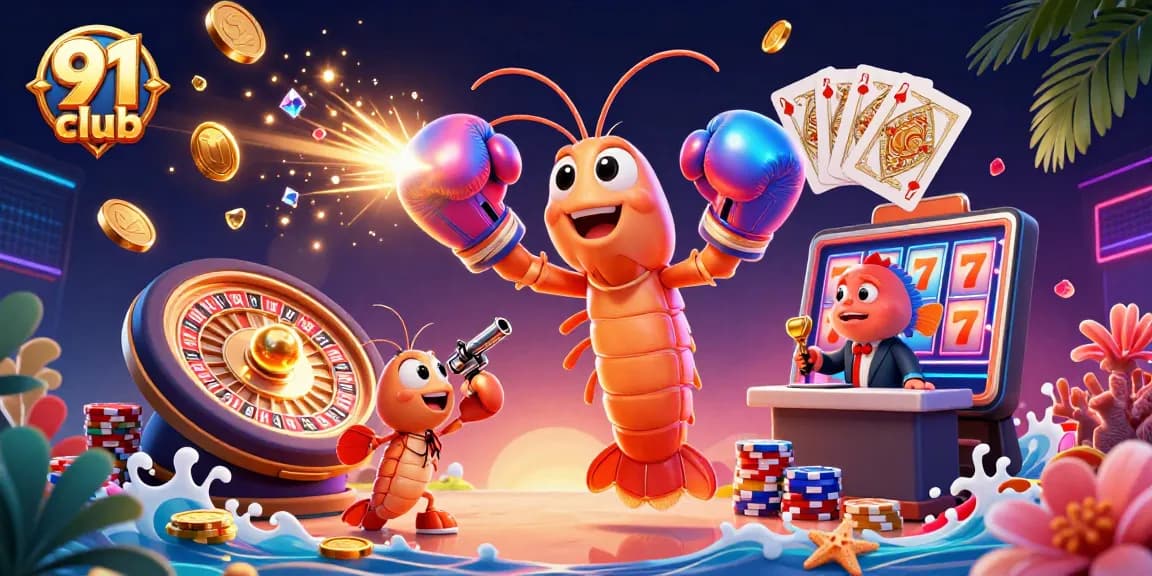 Win big at 91 club with vibrant 3D casino action featuring animated characters and dynamic game elements.