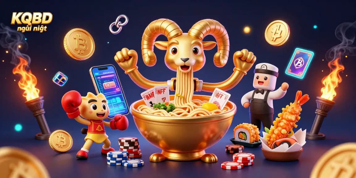 Experience KQBD mới nhất with an engaging 3D scene featuring animated characters dealing cards and stacking chips.