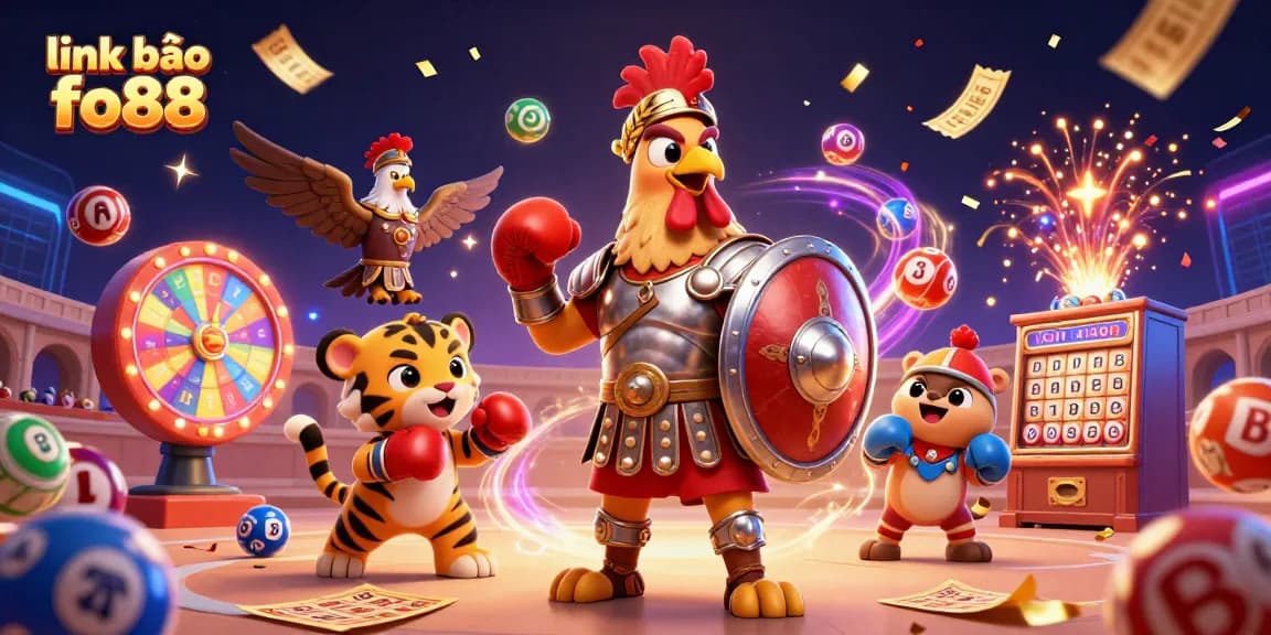 Experience excitement with link vào fo88 as colorful lottery balls and confetti celebrate the thrill of gaming.