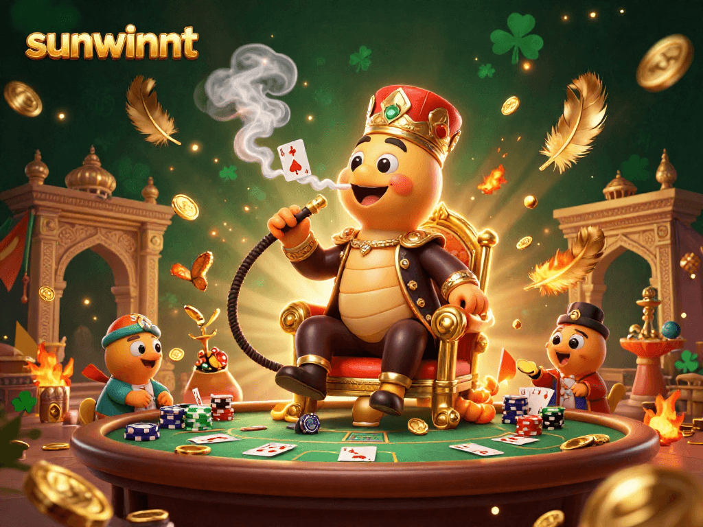 Experience the thrill of sunwinnt with a vibrant poker scene featuring a caterpillar hookah-master.