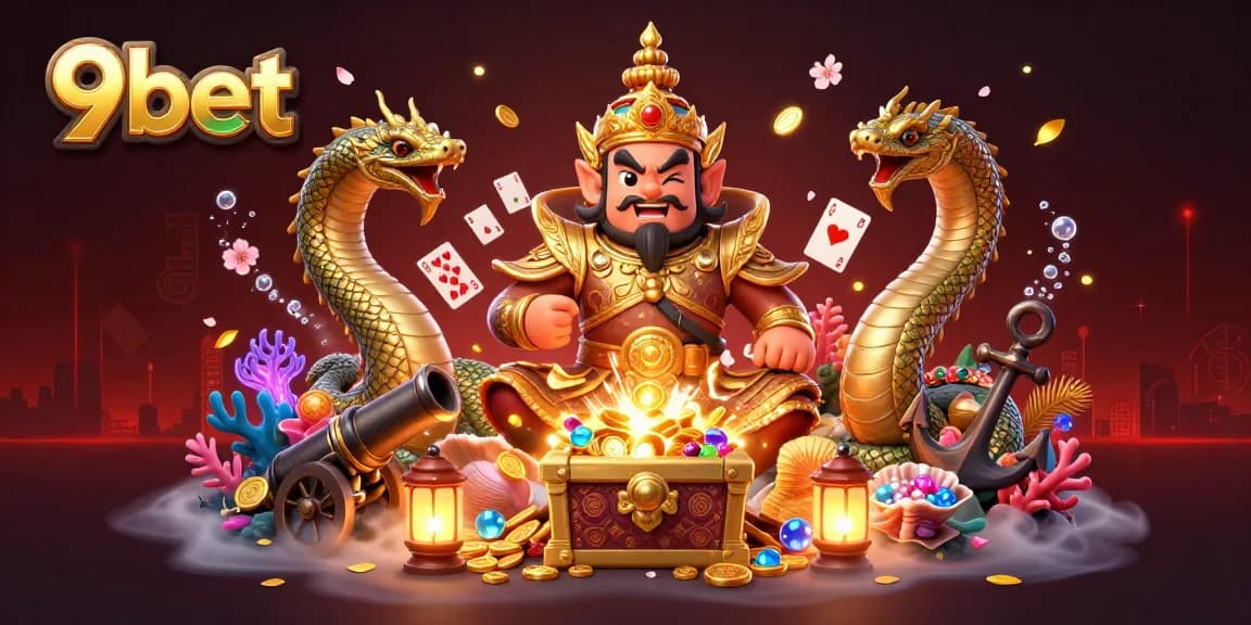 Engage with 9bet's rich gambling adventure featuring vibrant characters and underwater treasures.