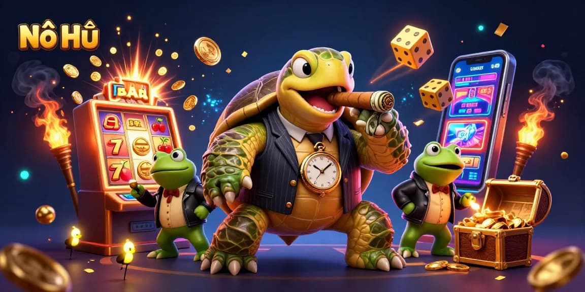 Experience Nổ Hũ with a thrilling jackpot explosion in this vibrant casino-themed illustration.