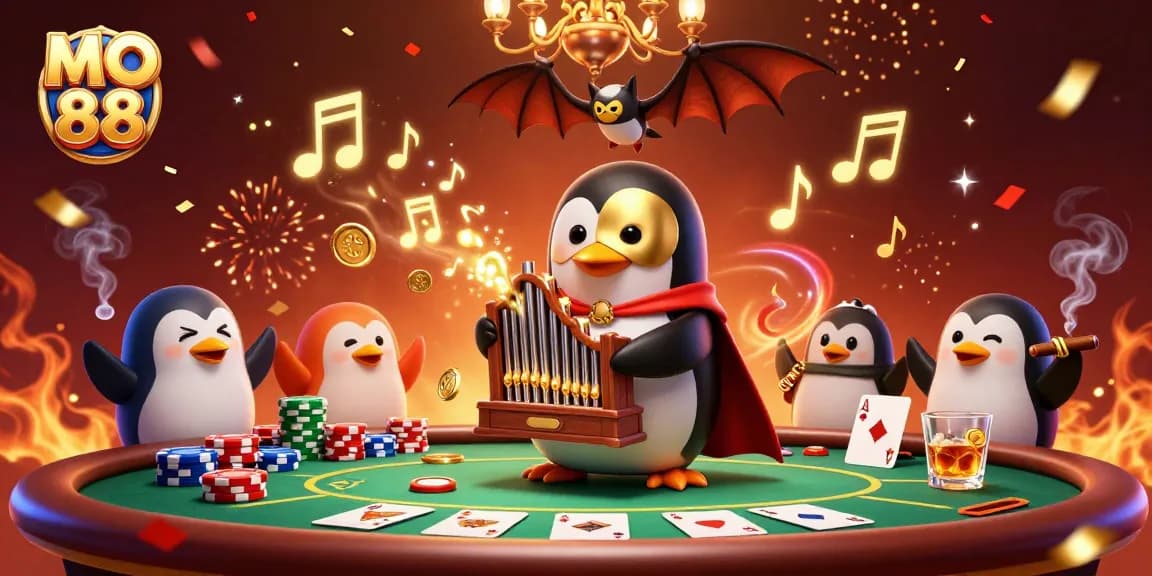 Win big with MO 88 in this vibrant, engaging casino illustration showcasing a lively poker scene.