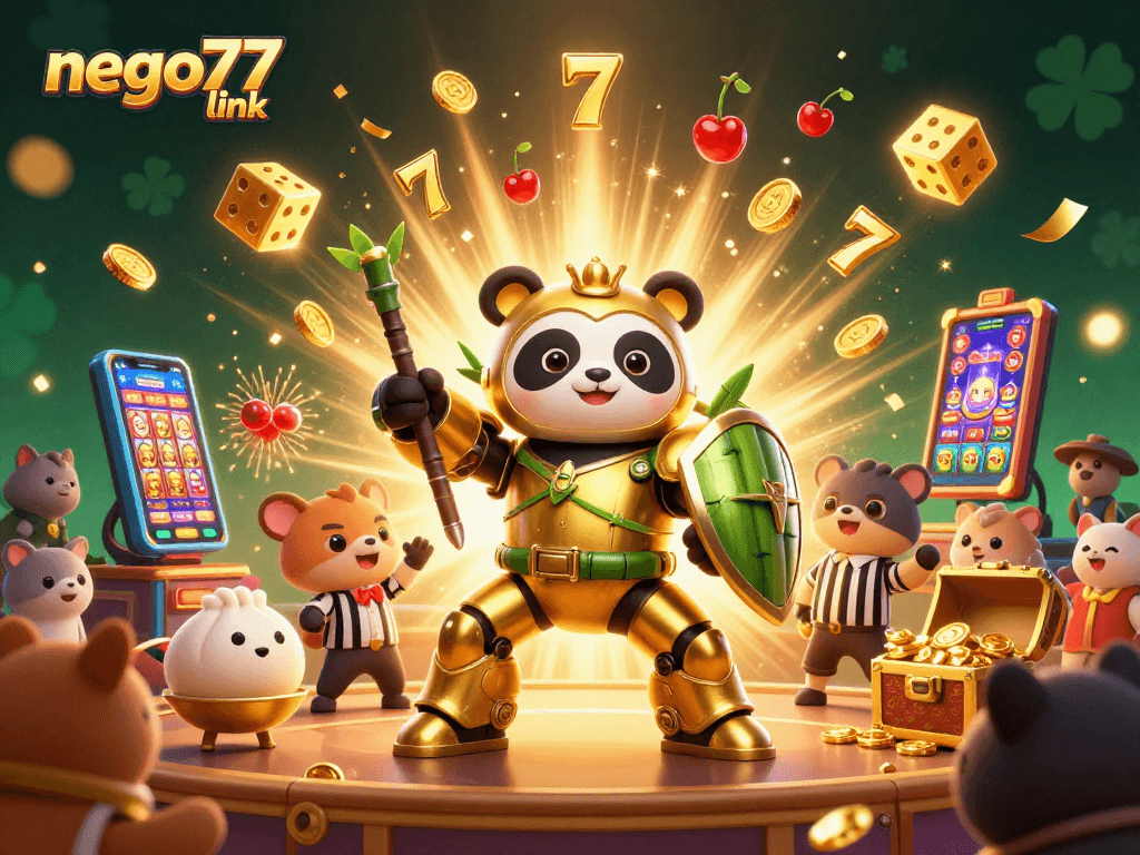 Engage with the exciting nego77 link casino scene featuring vibrant 3D characters and winning slot elements.