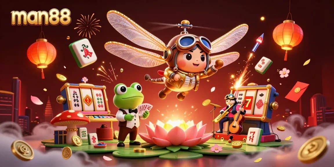 Experience thrilling gaming with man88's vibrant casino scene featuring dynamic characters and rich details.