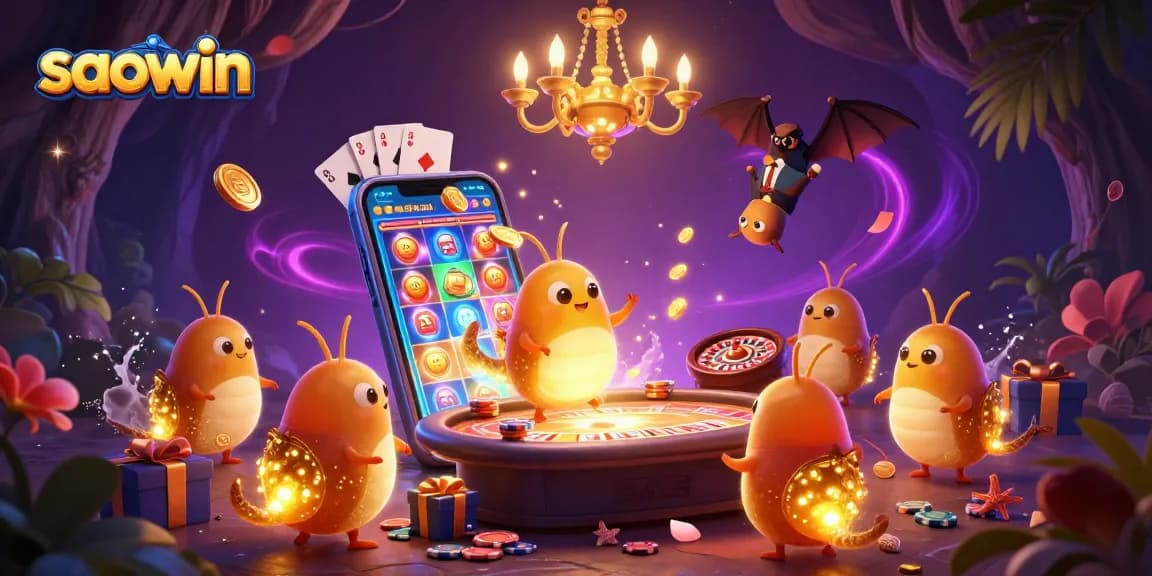 Experience thrilling gameplay at saowin with glowworms and unique casino elements lighting the action.