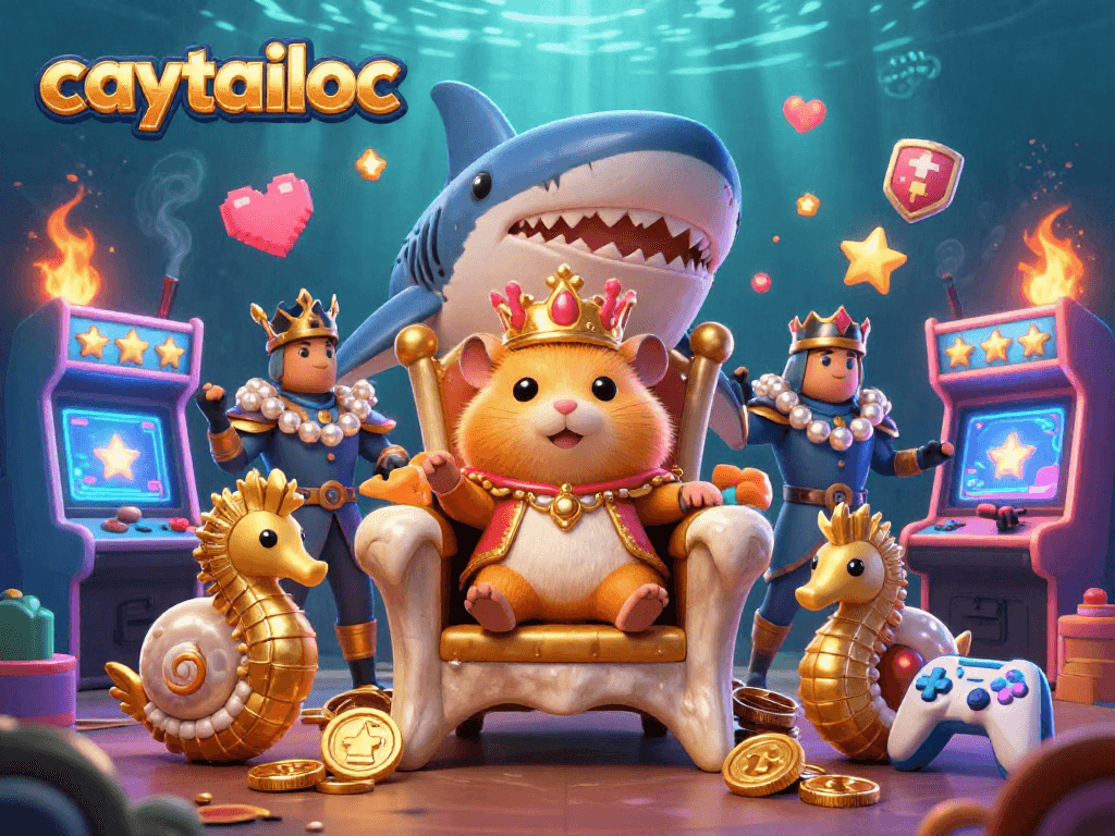Experience the thrill of winning big with caytailoc's captivating 3D casino imagery featuring a fierce hamster king.