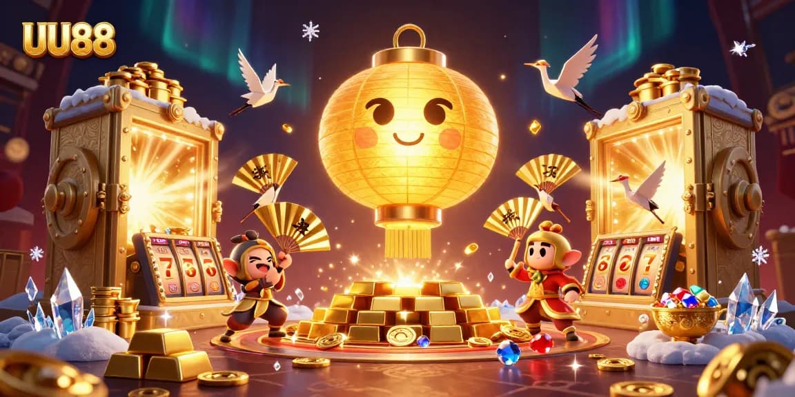 Engage with UU88 by spinning slots with vibrant golden visuals, treasures, and mystical elements.