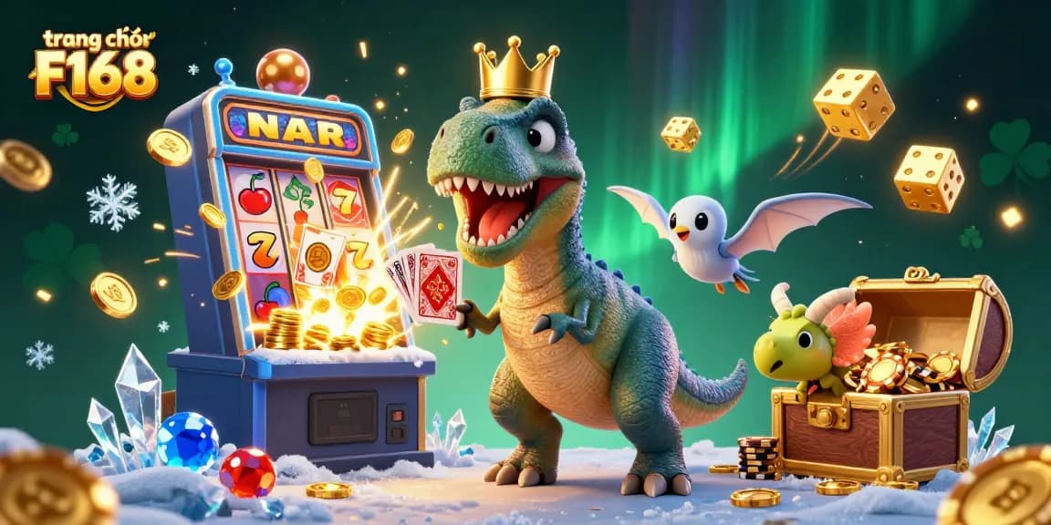 Experience excitement at trang chủ F168 with a vibrant scene of animated characters and casino games.