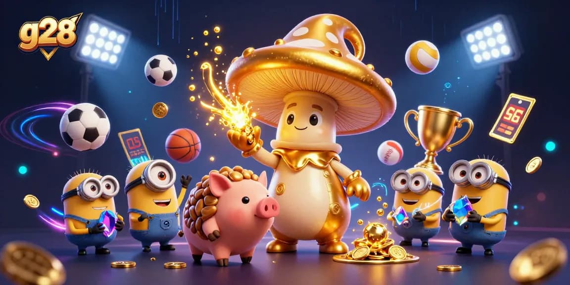 Get ready to win big with g28 as our magical golden wizard leads a treasure hunt in a vibrant casino scene.