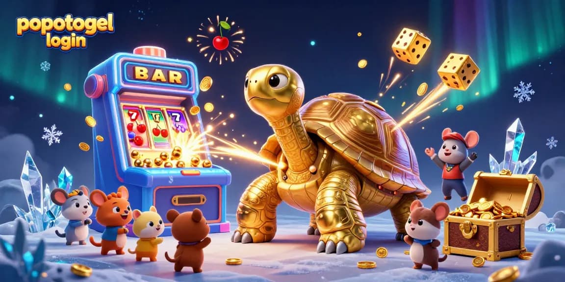 Experience thrilling gameplay with popotogel login as golden tortoise showcases slot wins amid vibrant casino action