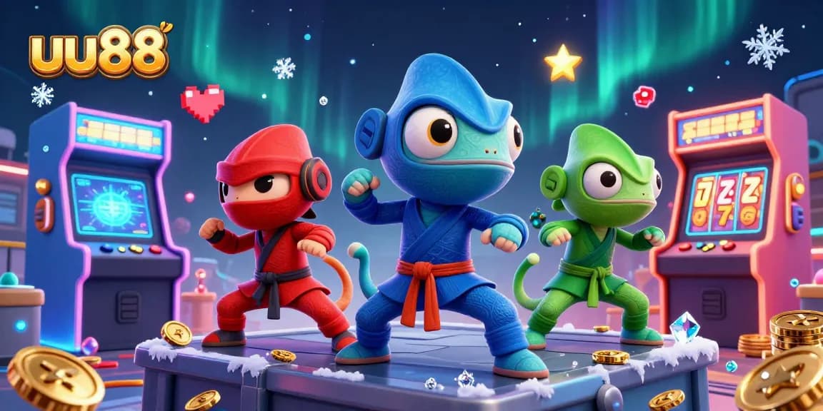 Experience thrilling fun at uu88 with ninja chameleon characters showcasing dynamic gaming action.
