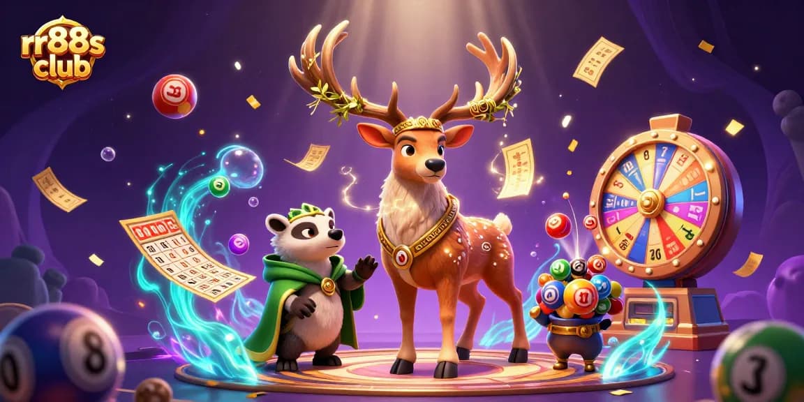 Experience thrilling games at rr88s club with vibrant spirit lights, colorful lottery balls, and dynamic prize elements.