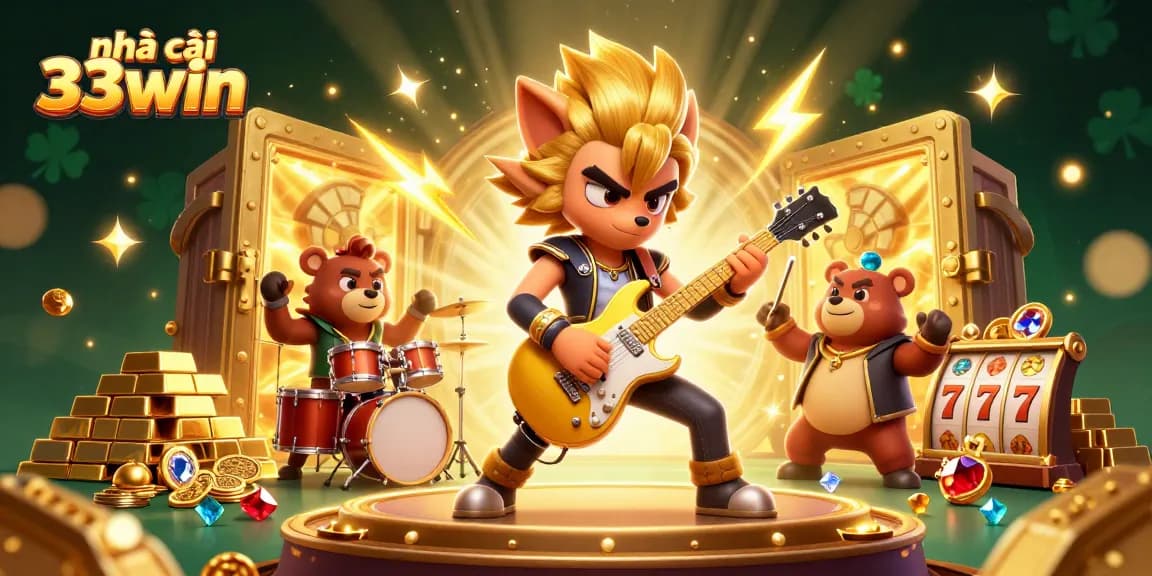Experience thrilling excitement with nhà cái 33win in a loaded casino scene featuring vibrant characters.