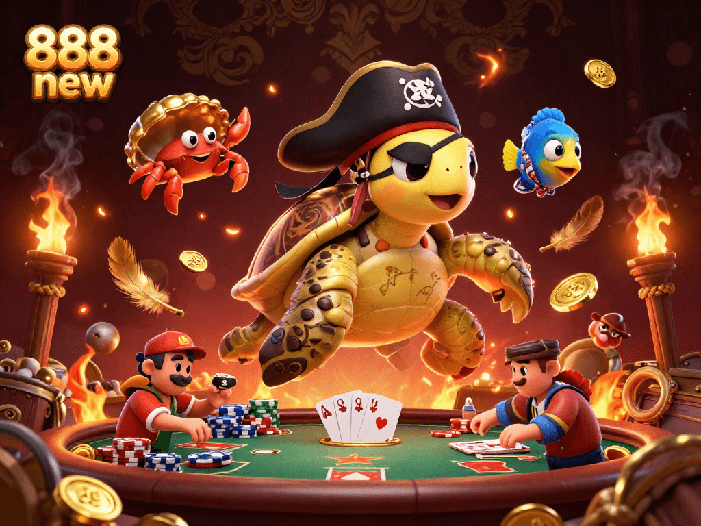Engage with 888 new at dynamic poker tables enriched with vibrant characters and detailed elements.