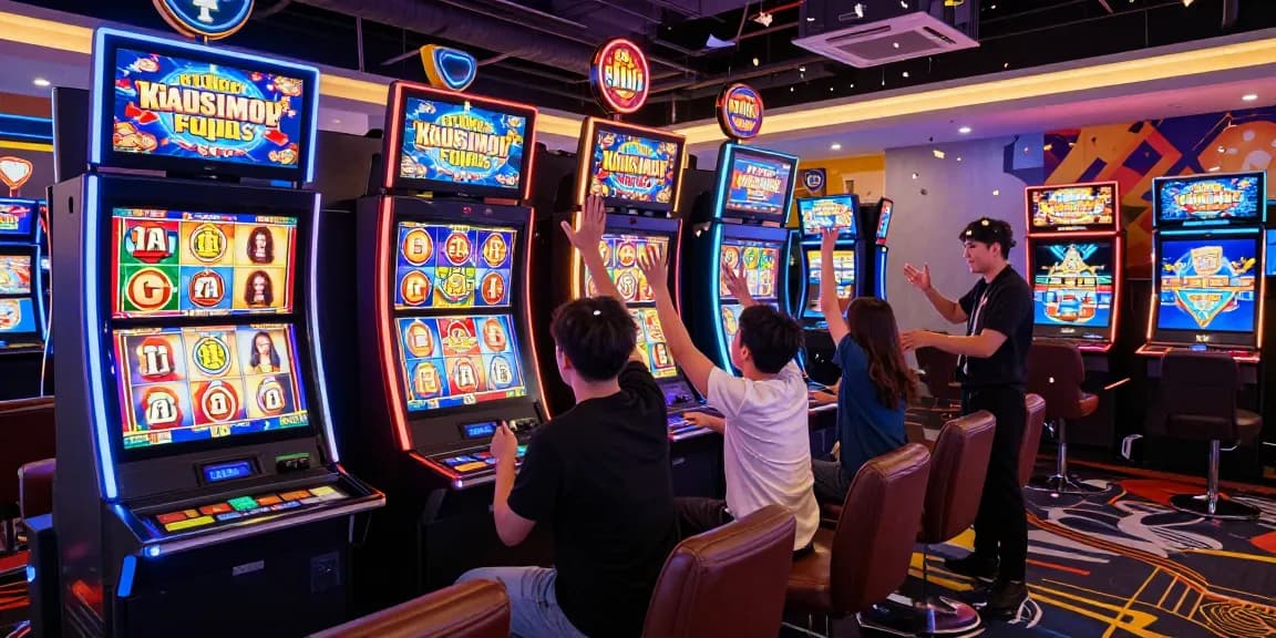 Excited players engaging with dynamic slot games in a vibrant online casino.