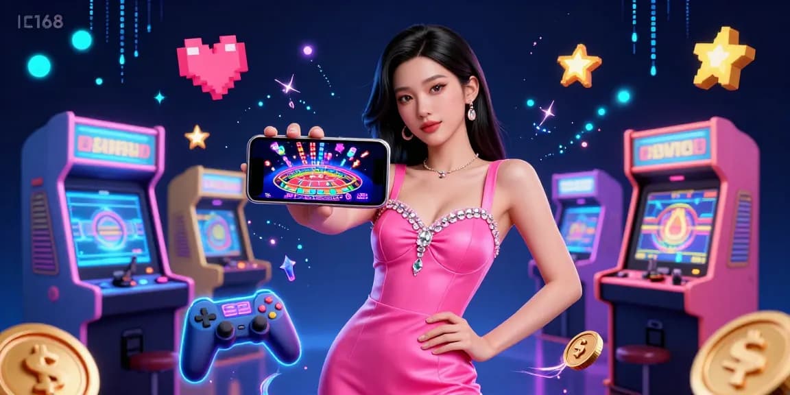 Engage in thrilling gaming action with c168's live dealer casino experience depicted in a vibrant 3D scene.